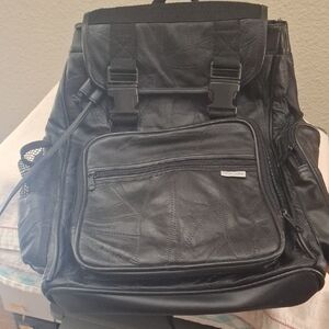 Stylish Black Leather Backpack